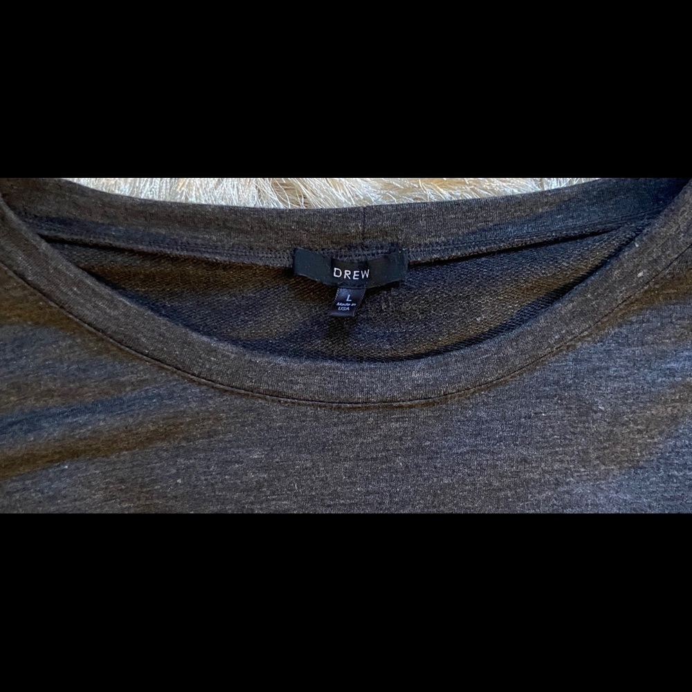 Drew Ruffle Sleeve Charcoal Gray Sweater size Large - Picture 6 of 9